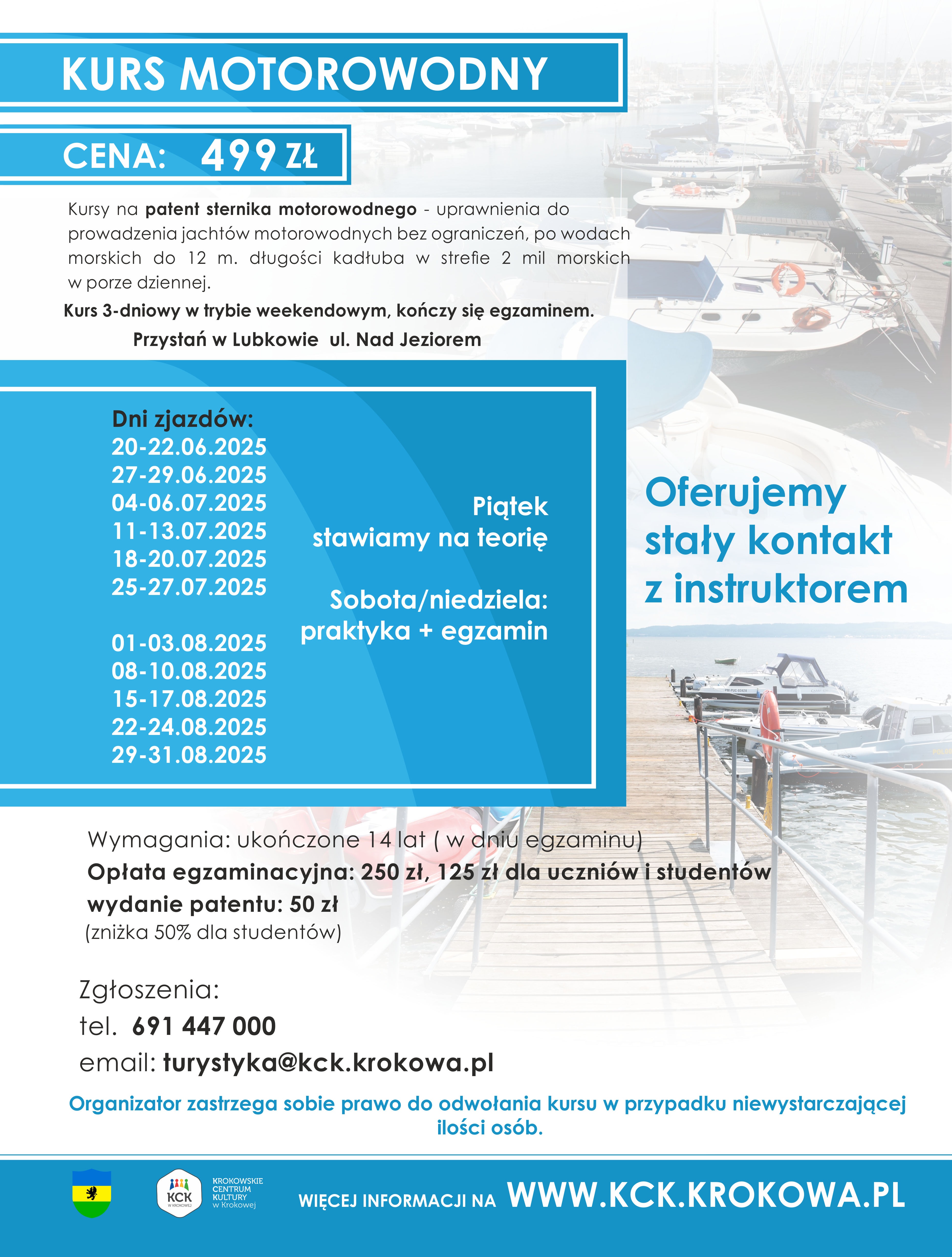 Plakat, kurs żeglarski