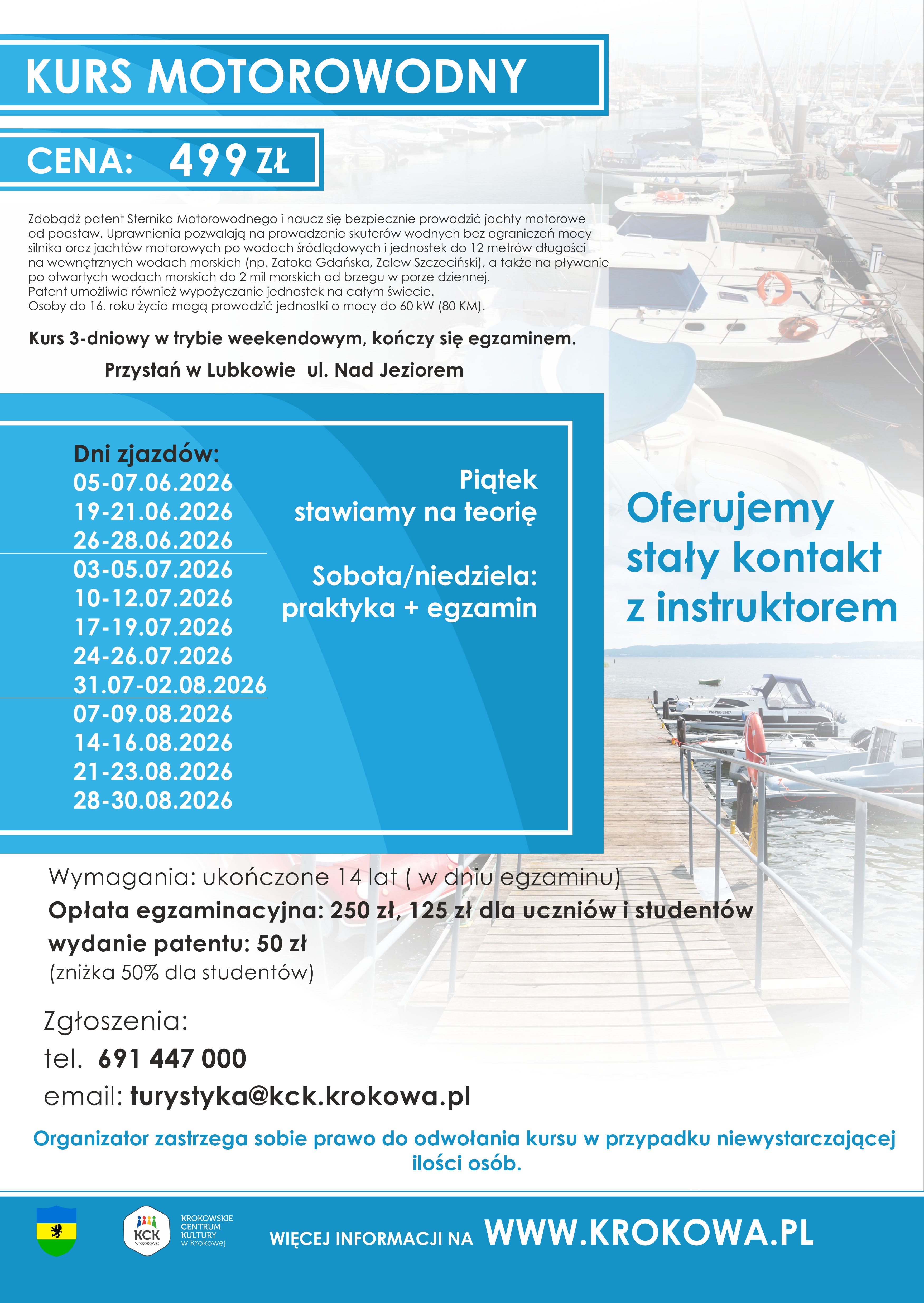 Plakat, kurs żeglarski-2026